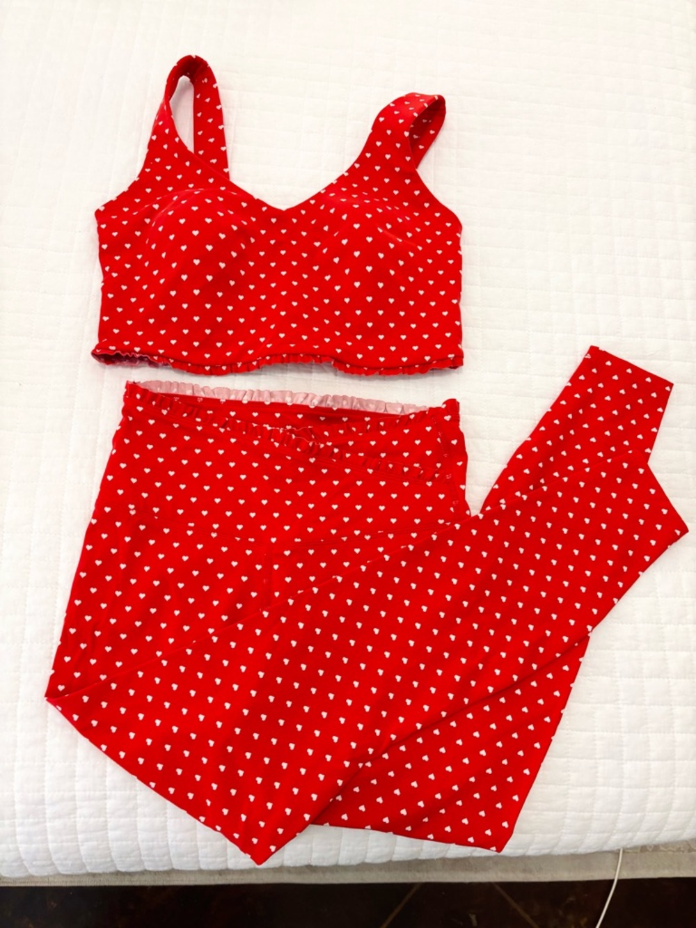 Target Red and White heart legging set